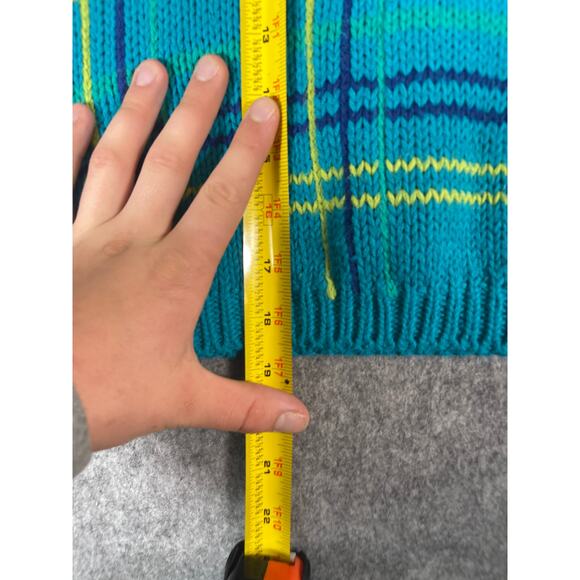 Vintage 90s Esprit Plaid Vest Sweater Womens XS Blue Knit Pullover Preppy Funky - Picture 4 of 4